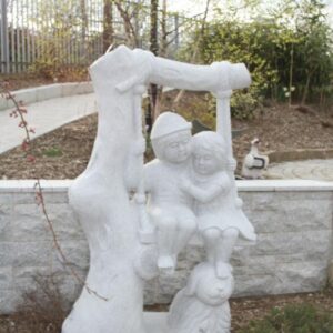 Granite Boy and Girl on Swing Ornament